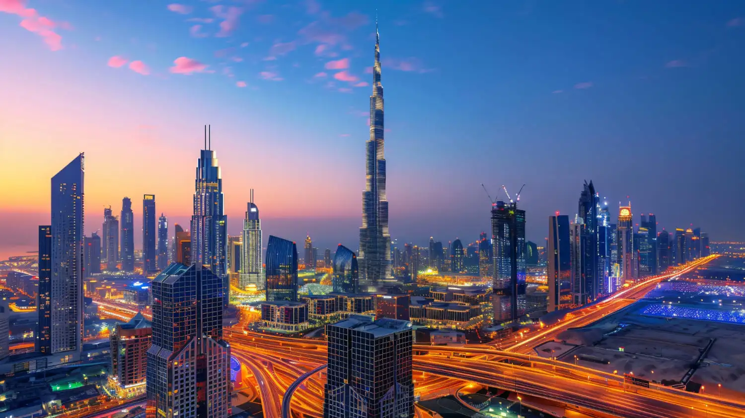 Order alcohol delivery across Dubai Panoramic view of Dubai skyline